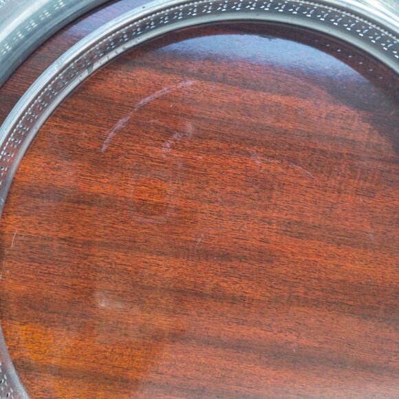 Pair of Vintage MCM Formica Laminated Serving Trays Silverplate Sides Platters - Picture 8 of 11